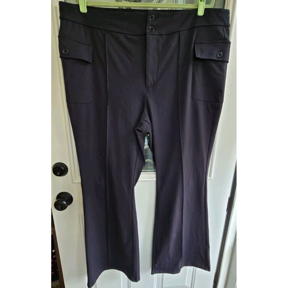 Halara Women's 3XL High Waisted Side Flap Pocket Flare Casual Cargo Pants Black